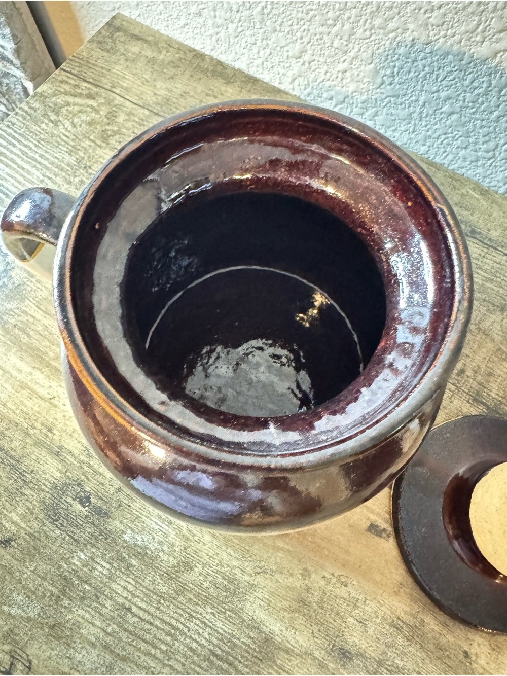 Brown & Cream Stoneware Crock Jar with Lid - Picture 9 of 12